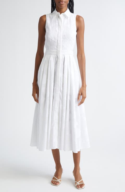Sleeveless Cotton Jacquard Shirtdress