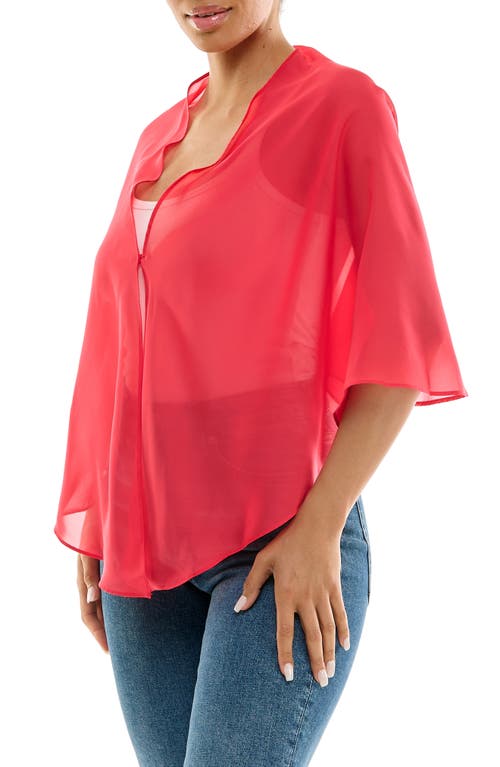 Nina Leonard Chiffon Capelet In Cherry