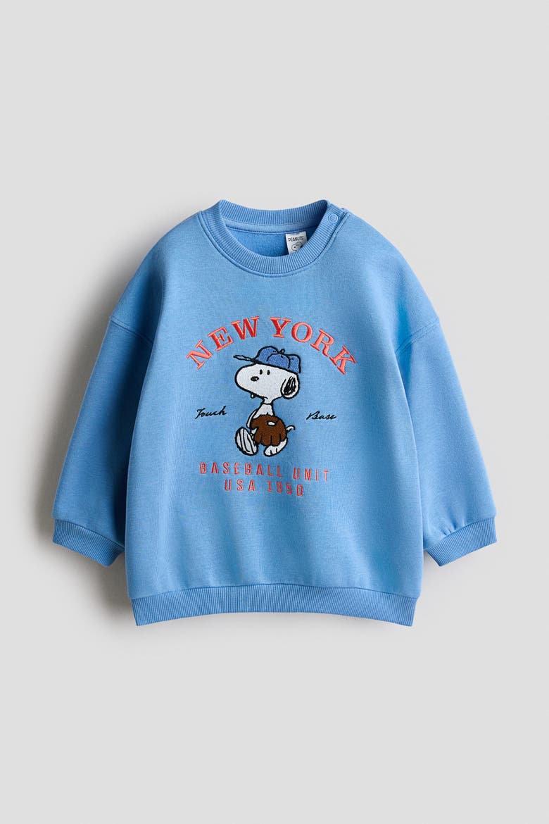 Printed Sweatshirt, Main, color, Blue/Snoopy