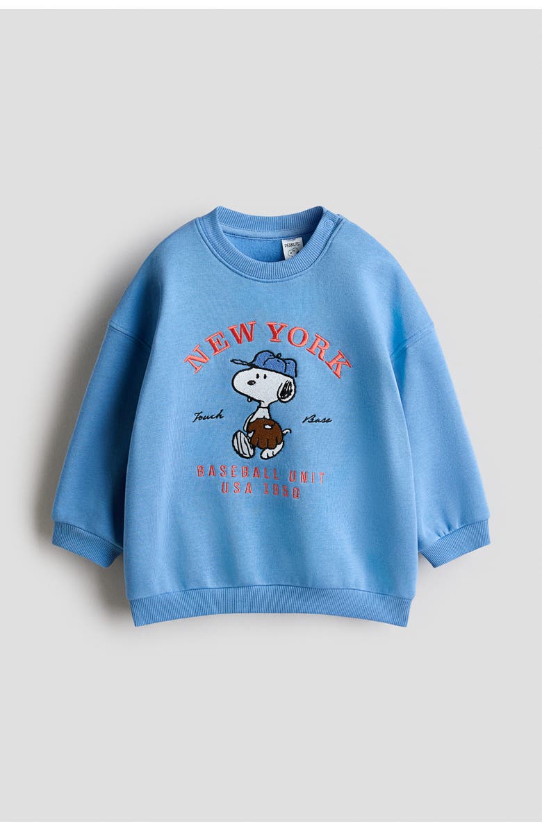 H&M Printed Sweatshirt, Main, color, Blue/Snoopy
