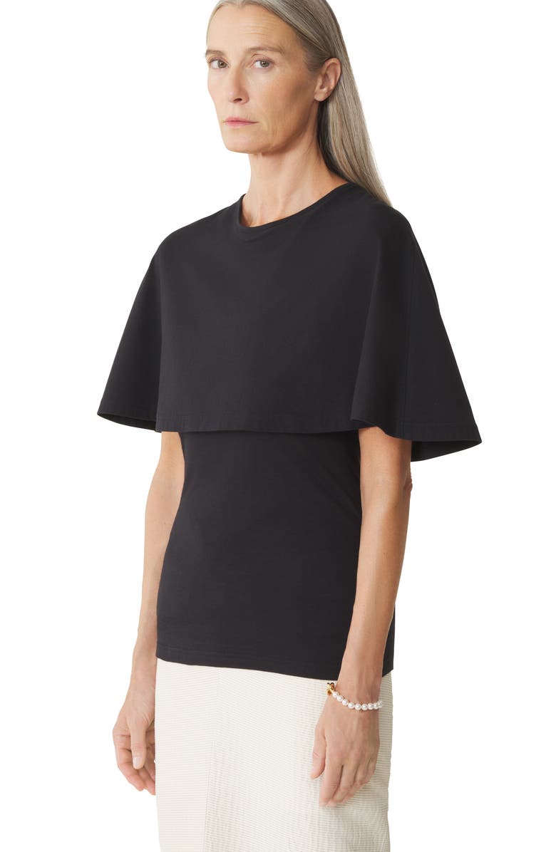 Lanvin Cape T-Shirt In Cotton And Silk, Alternate, color, Black