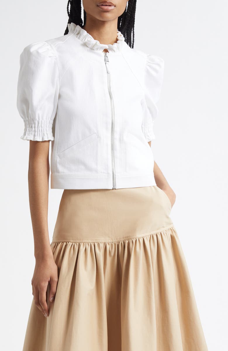 Cinq à Sept Anabella Puff Sleeve Jacket, Main, color, White