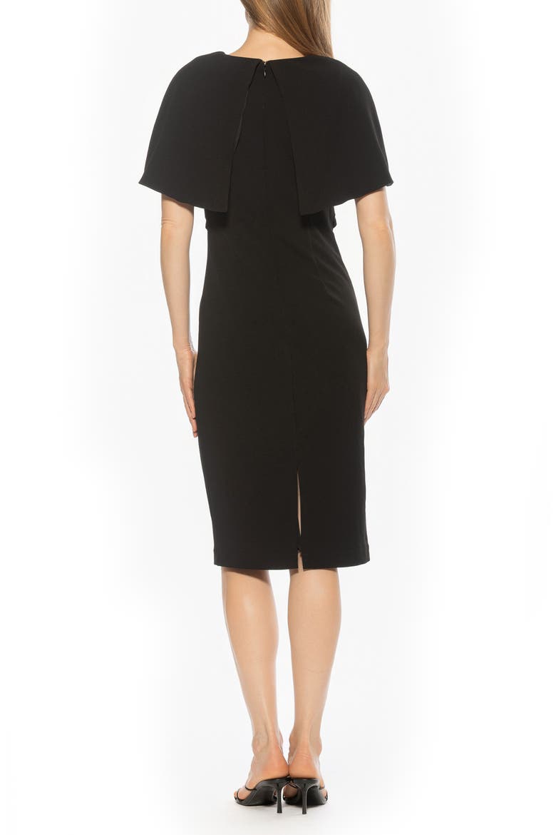 Noor Wrap Bodice Midi Sheath Dress, Alternate, color, BLACK
