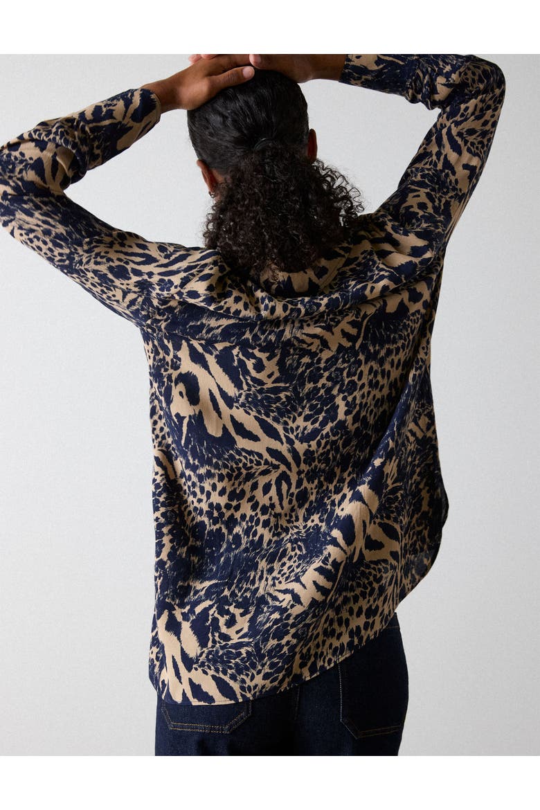 Patchwork Leopard Print Shirt, Alternate, color, Navy/Multi