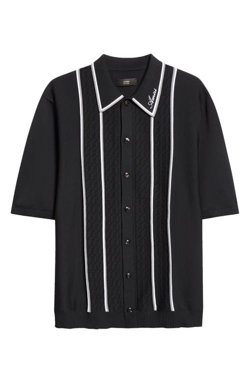Amiri Script Stripe Shirt Contrast Piping In Black