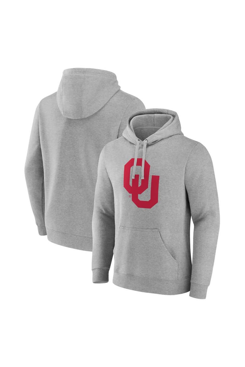 Men's Fanatics Gray Oklahoma Sooners Primary Logo Pullover Hoodie, Main, color, Heather Gray