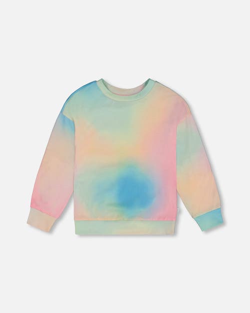 Deux Par Deux Little Girl's Printed Long Sleeve Top Multicolored Tie Dye In Multicolored Tie Dye