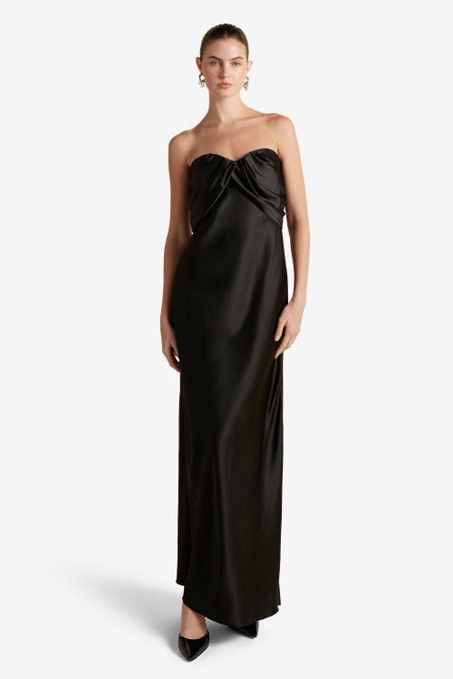 Marina Moscone Satin Draped Bustier Dress in Black 