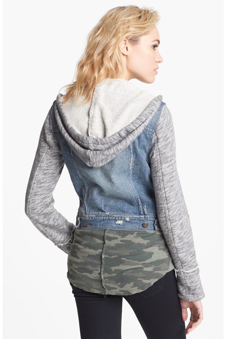 Denim & Knit Jacket, Alternate, color, INDIE WASH