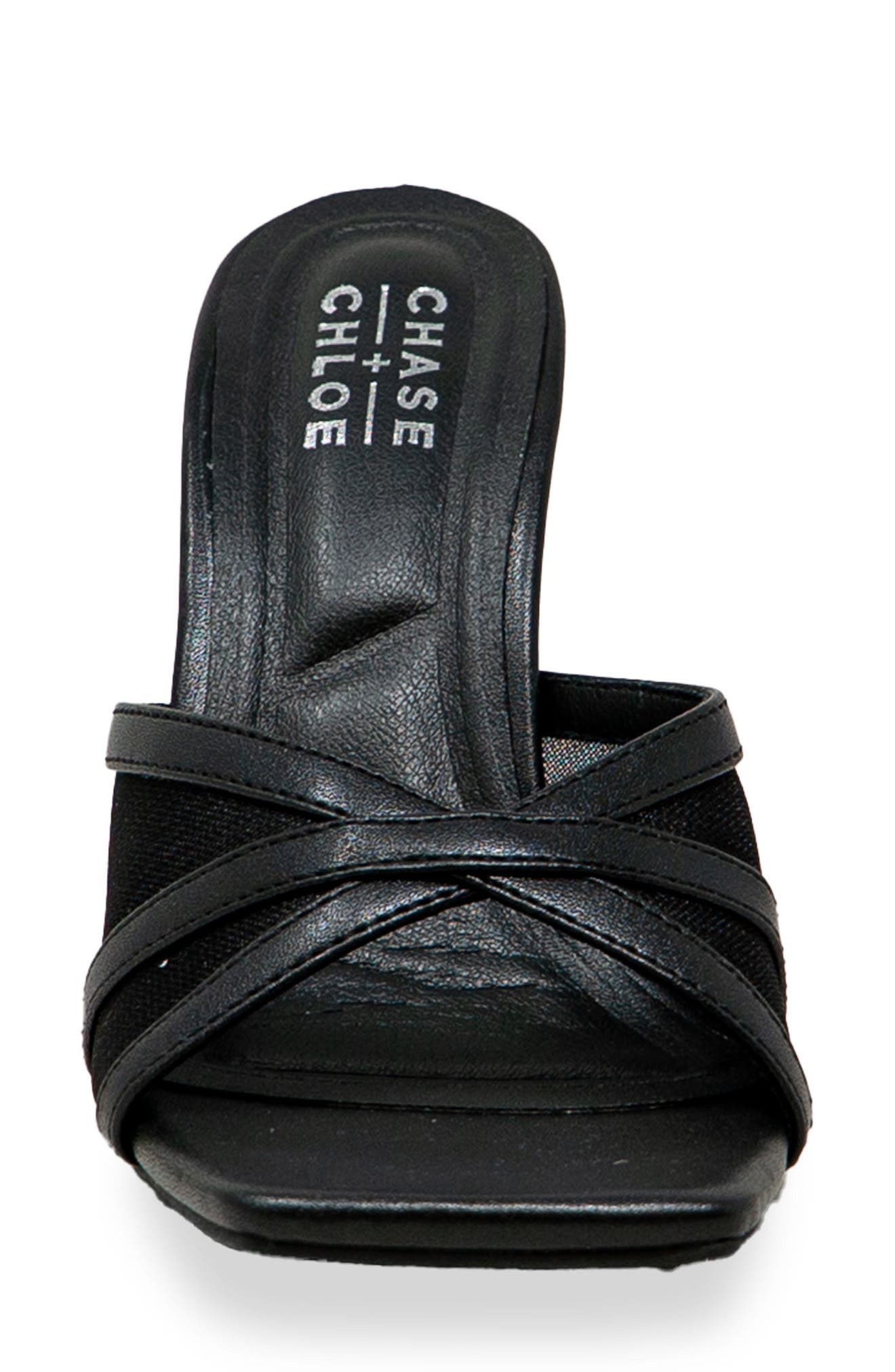 CHASE AND CHLOE Mesh Mule Stiletto Sandal, Alternate, color, Black