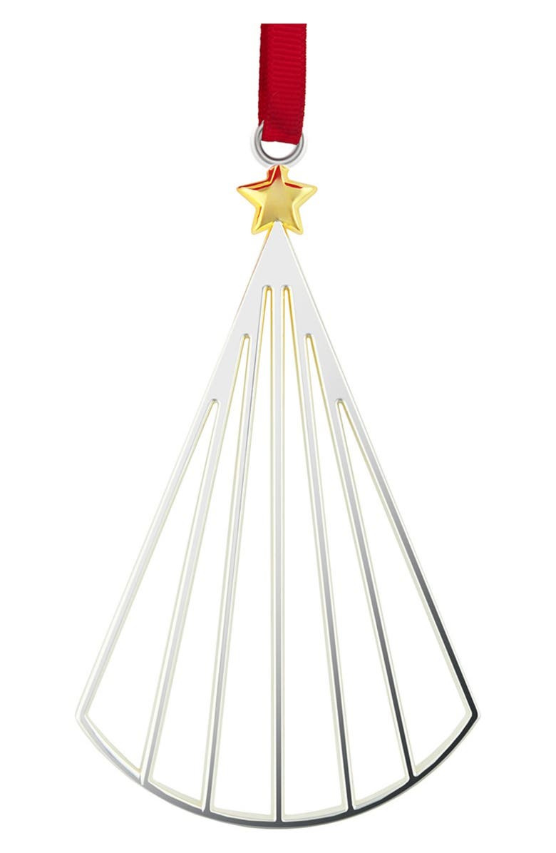 Nambé Umbrella Tree Ornament, Alternate, color, Silver