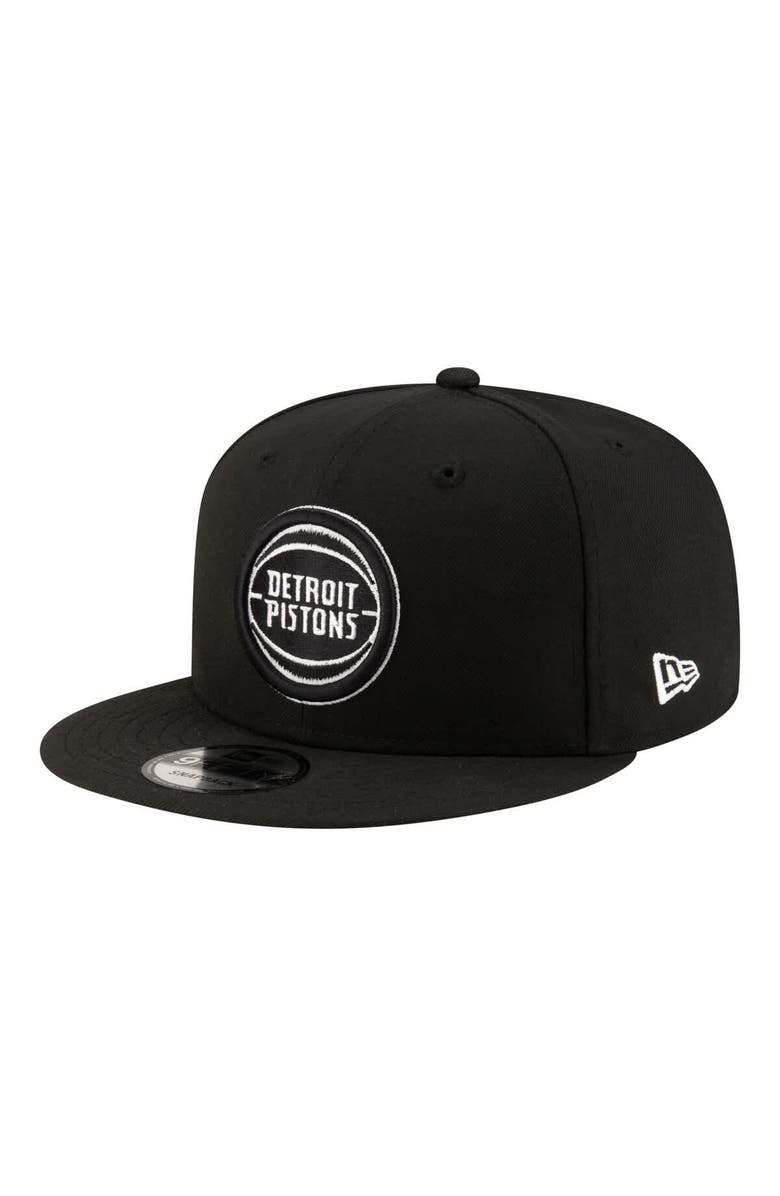 New Era Men's New Era  Black/White Detroit Pistons Team 9FIFTY Snapback Hat, Main, color, Black