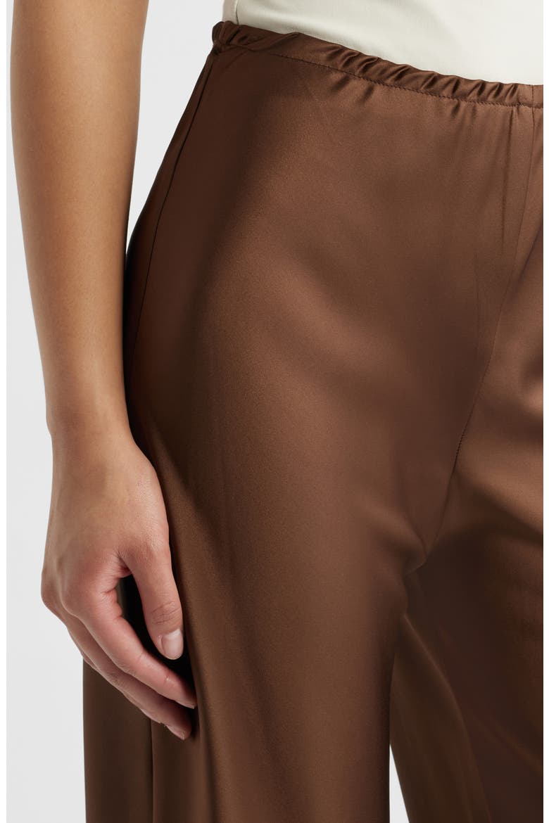 Gale Bias Cut High Waist Satin Pants, Alternate, color, PINECONE
