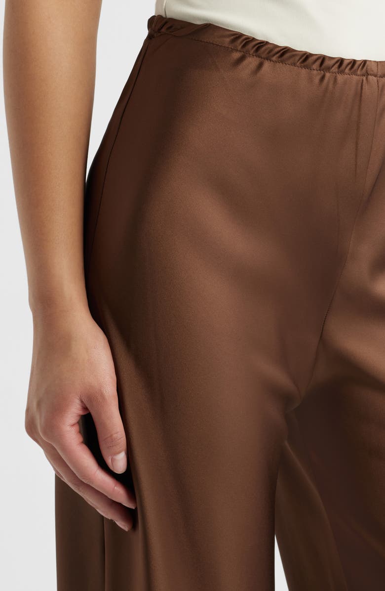 Reformation Gale Bias Cut High Waist Satin Pants, Alternate, color, Pinecone