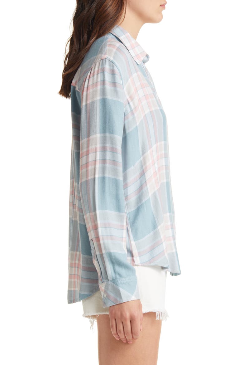 Hunter Plaid Button-Up Shirt, Alternate, color, AGAVE ROSE SAND