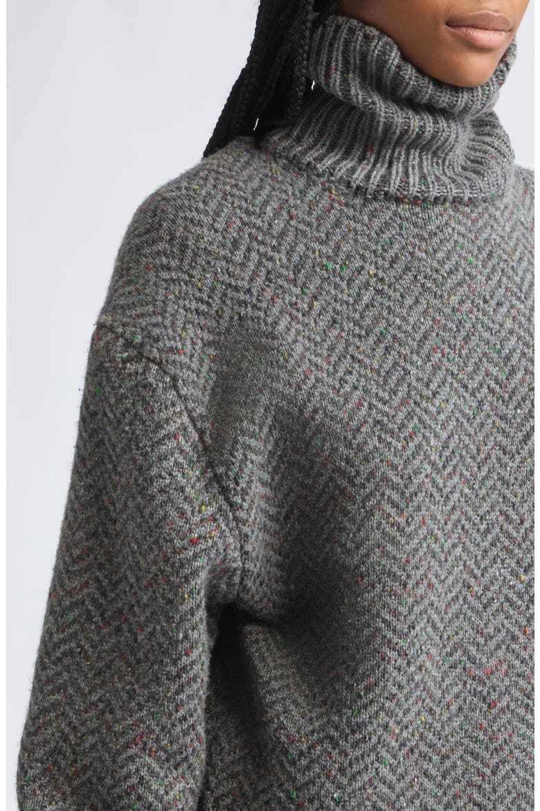 Courtney Cashmere Herringbone Tweed Turtleneck Sweater, Alternate, color, CHARCOAL MULTI