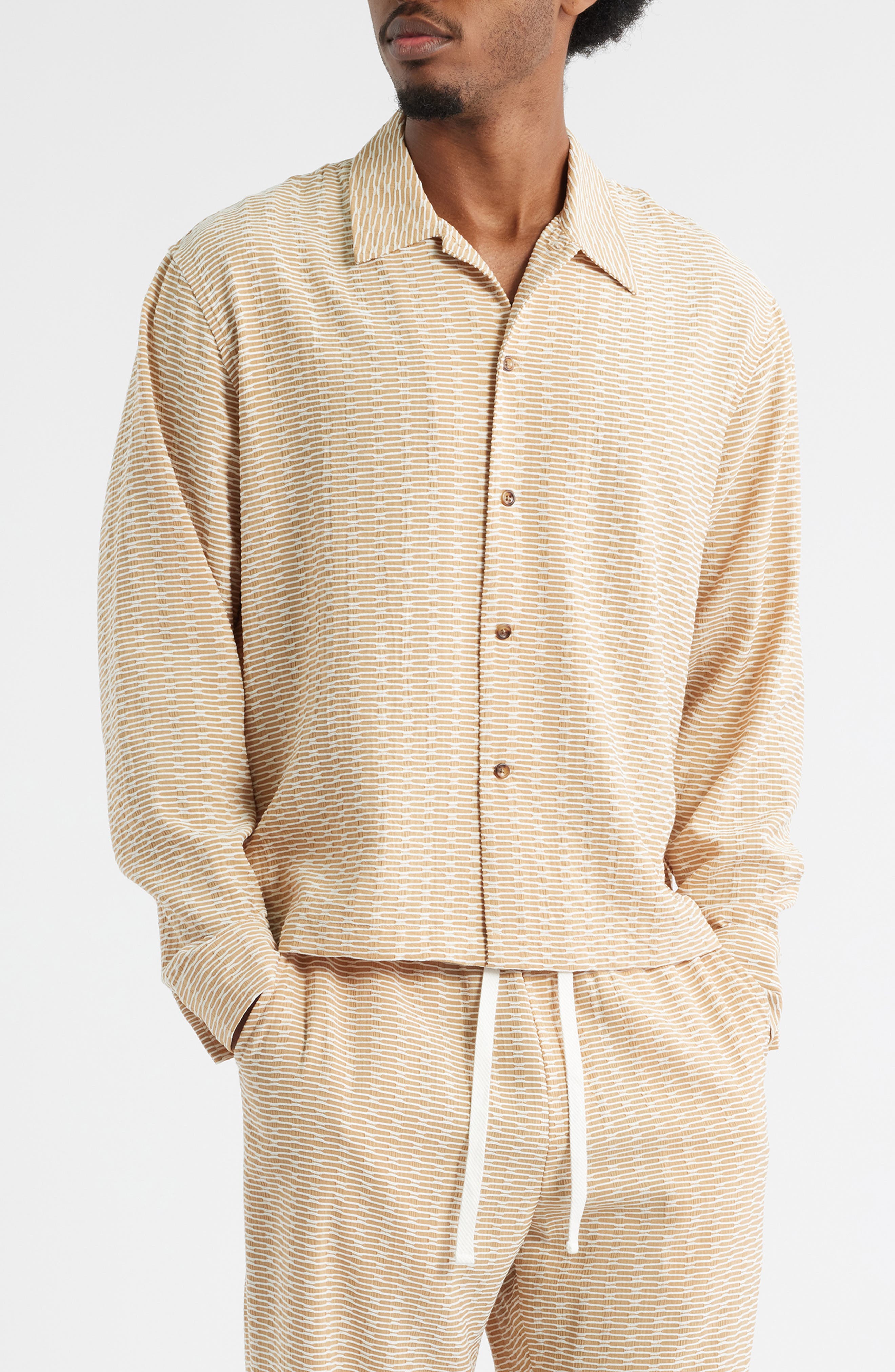 Elijah Geo Pattern Chenille Button-Up Shirt