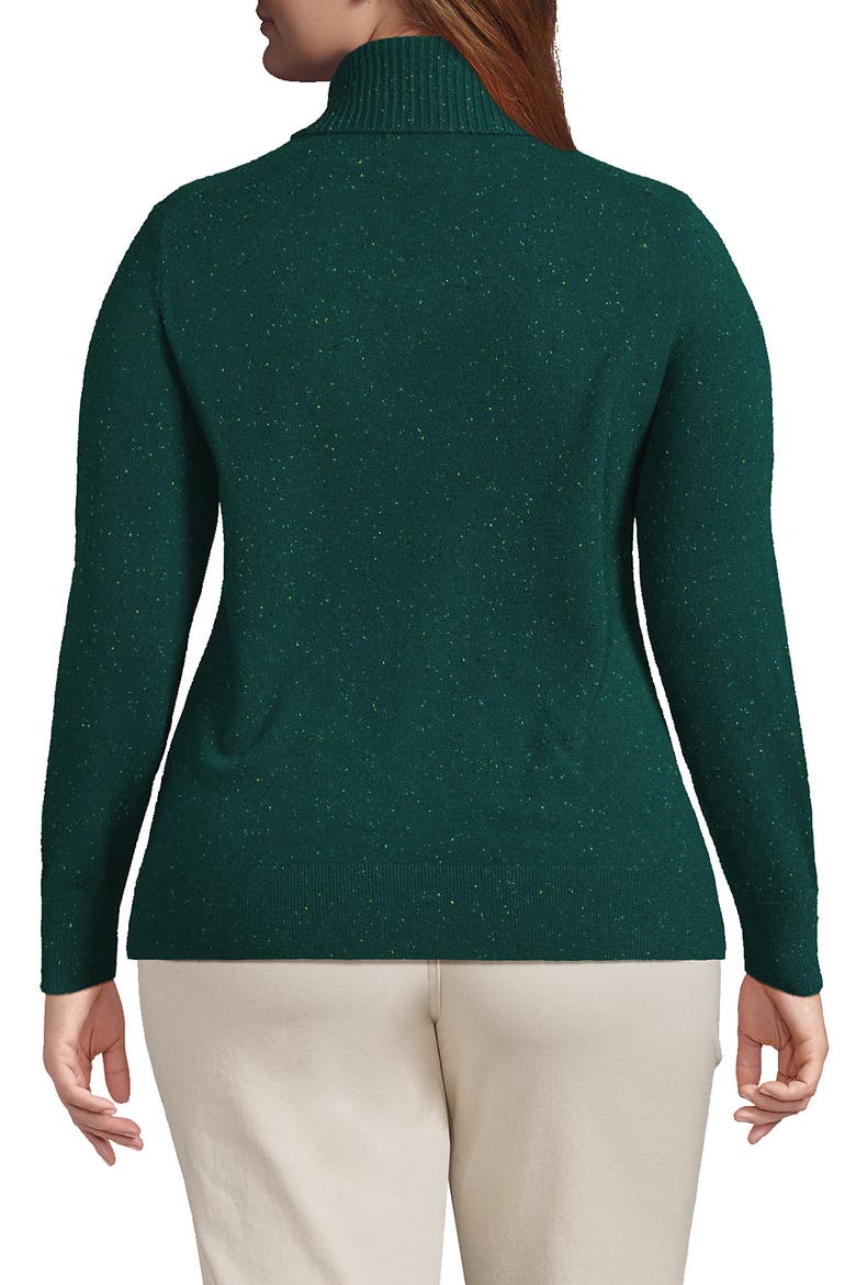 Cashmere Turtleneck Sweater, Alternate, color, Bright Evergreen Donegal