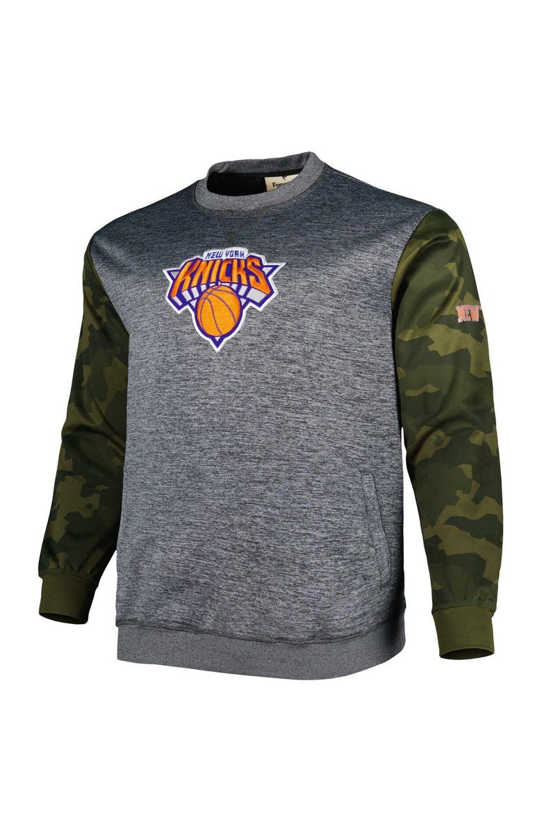 FANATICS Men's Fanatics Branded Heather Charcoal New York Knicks Big & Tall Camo Stitched Sweatshirt, Alternate, color,