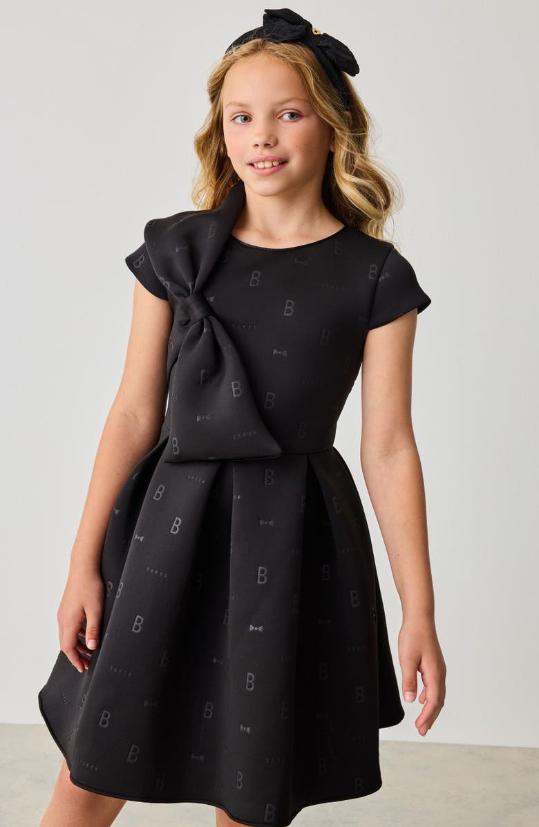 Baker by Ted Baker Kids' Bow Embossed Scuba Knit Dress, Alternate, color, 