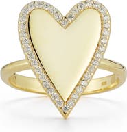 GLAZE JEWELRY 14K Yellow Gold Plated Sterling Silver Pavé CZ Heart Ring - Size 8