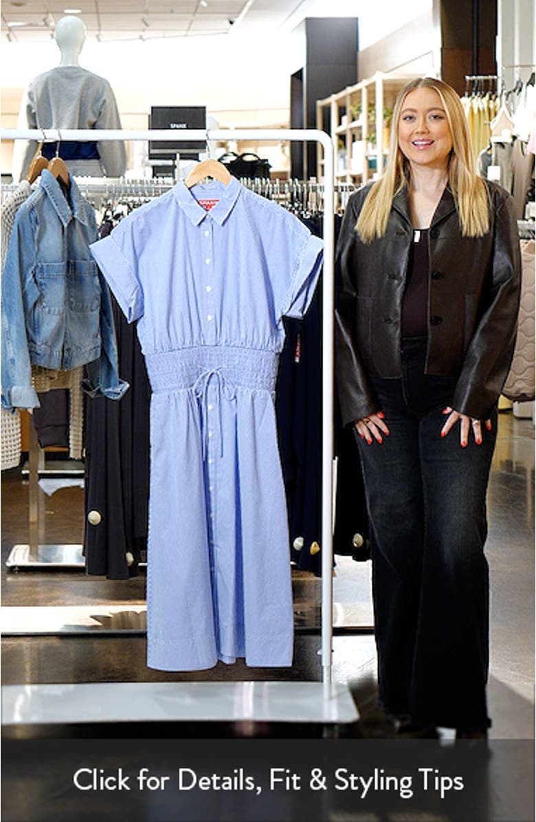 Stripe Smocked Waist Cotton Midi Dress, sales video thumbnail