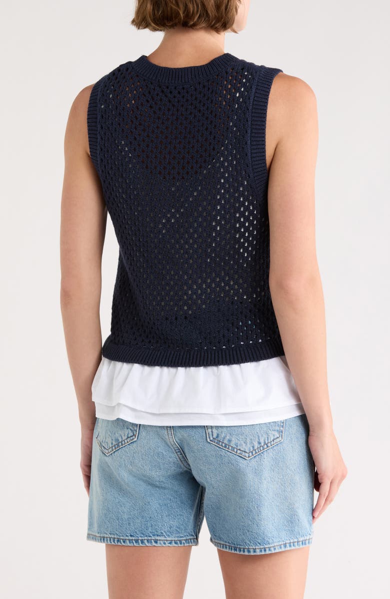 Sanctuary Perfect Mix Cotton Sweater Vest, Alternate, color, Heritage Navy Blue/ White