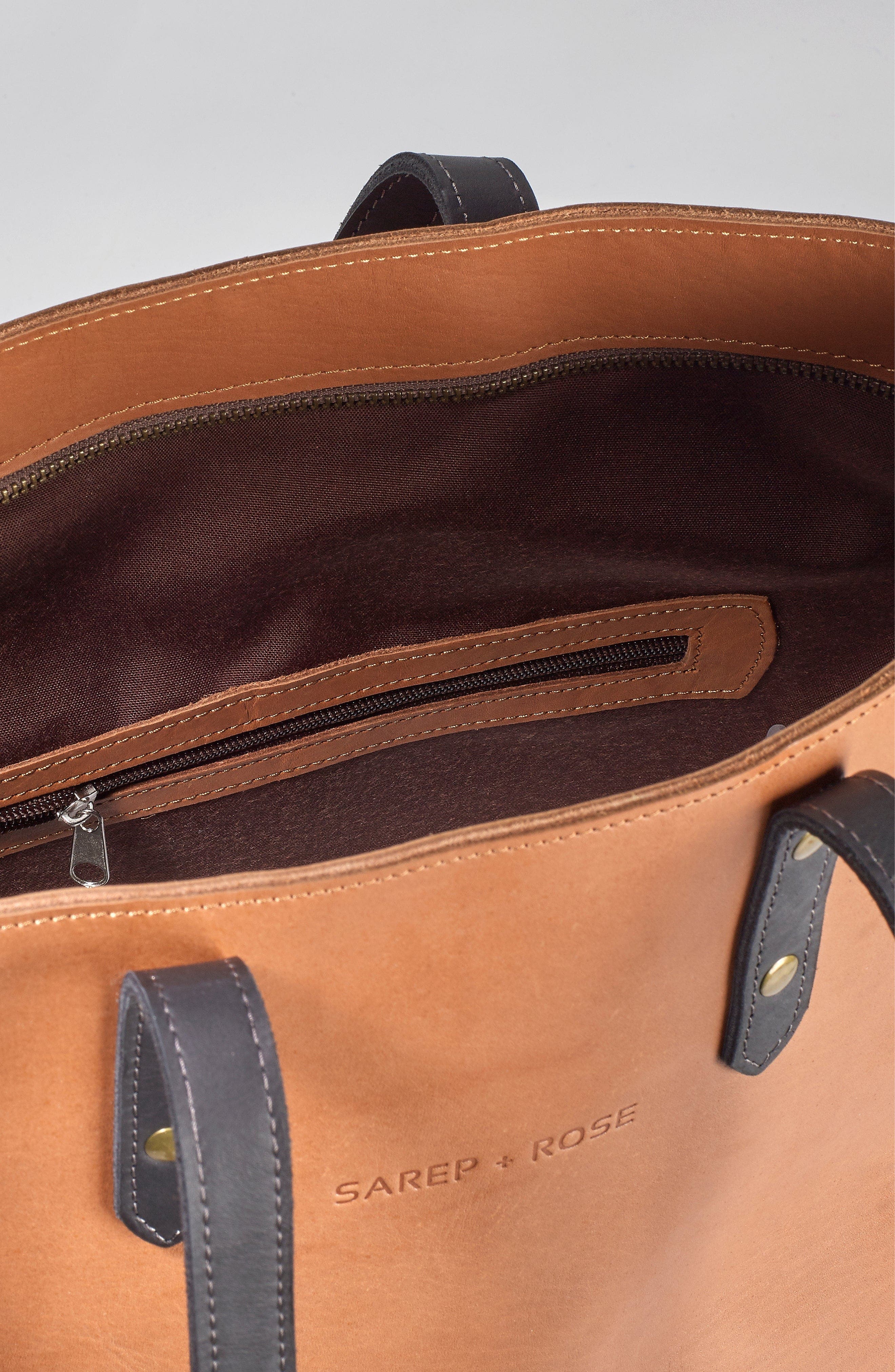 Kenya Large Leather Zipped Tote Bag, Alternate, color, Cinnamon Brown