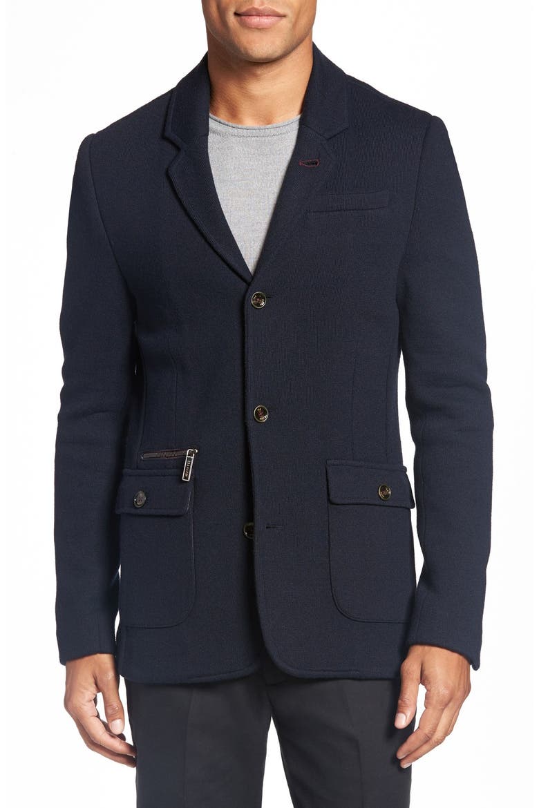 'Dom' Extra Trim Fit Jersey Blazer with Removable Bib, Alternate, color, NAVY
