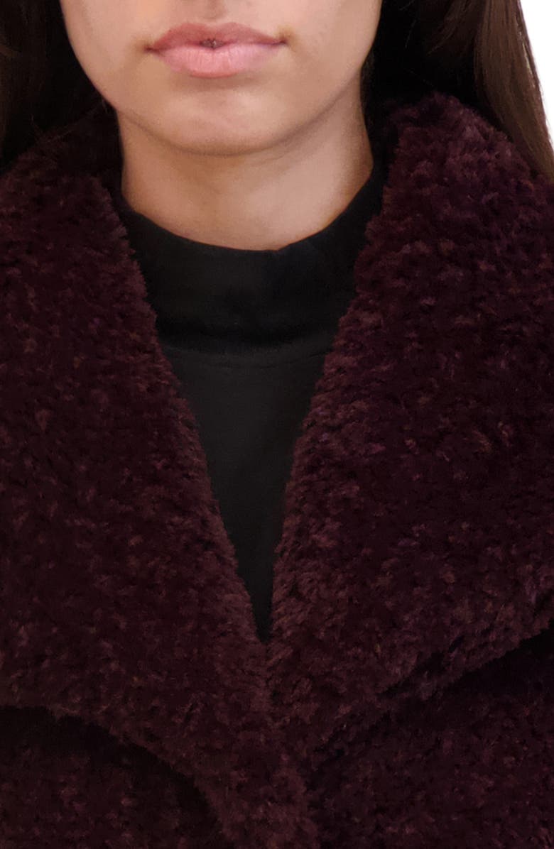 Kenneth Cole Textured Faux Fur Jacket, Alternate, color, Wine