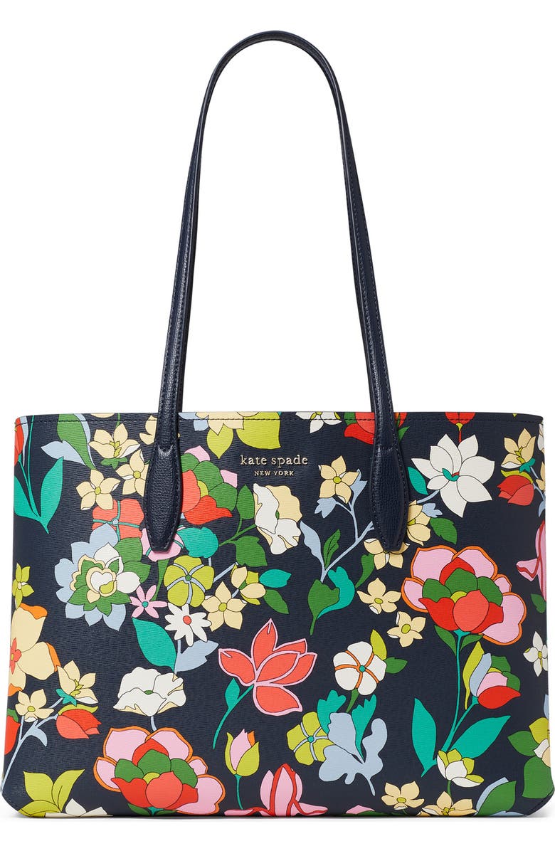 Kate Spade New York all day floral print faux leather tote, Main, color,