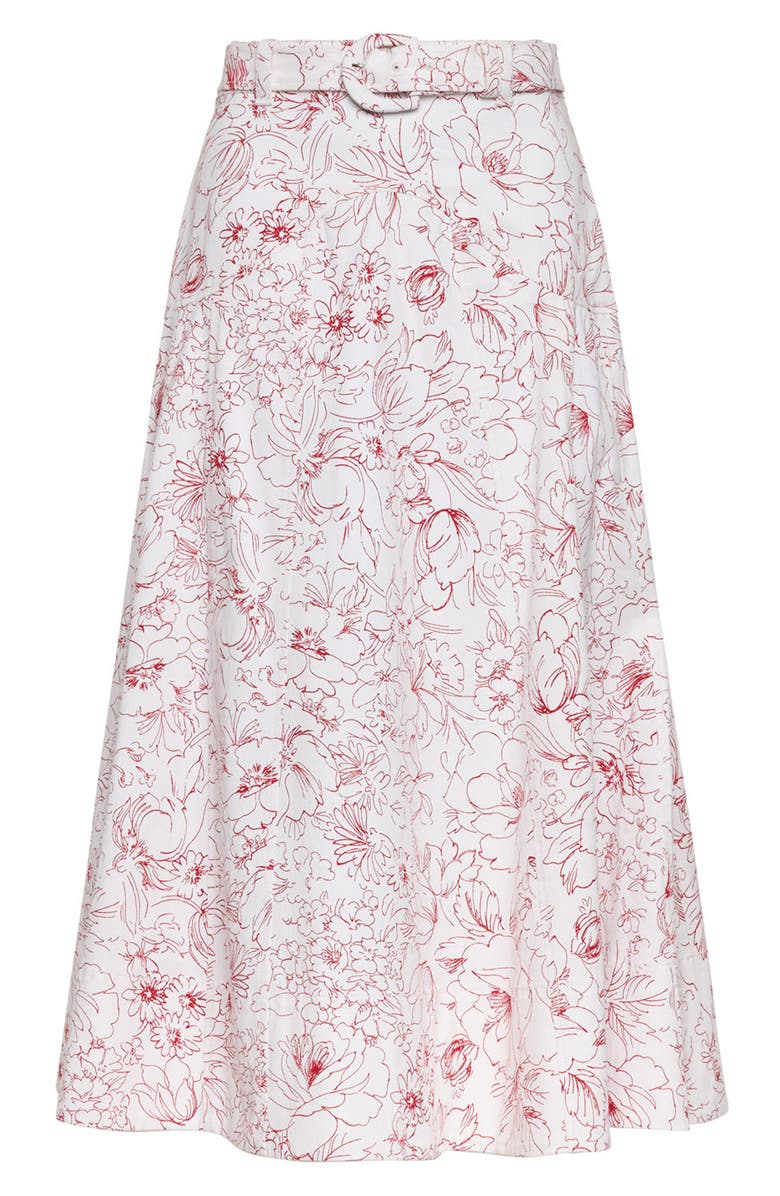 Cinq à Sept Nala Garden Doodle Stretch Cotton Skirt, Alternate, color, White/ Goji Berry