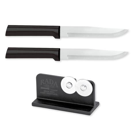 Cutlery 5.375-Inch Stubby Butcher Knife Set of 2 & Quick Edge Knife Sharpener