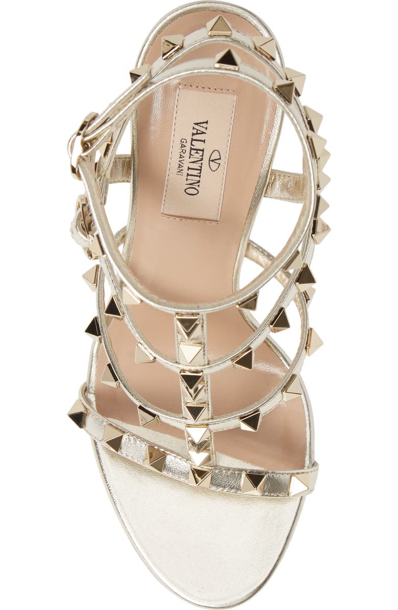 Valentino Garavani Rockstud Metallic Ankle Strap Sandal, Alternate, color,