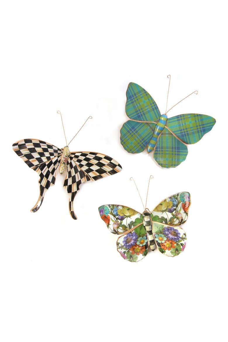 Set of 3 Assorted Field Butterfly Wall Decor, Main, color, GREEN