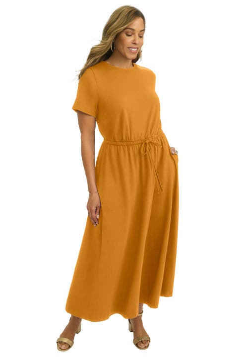 Jessica London Drawstring Maxi Dress In Orange