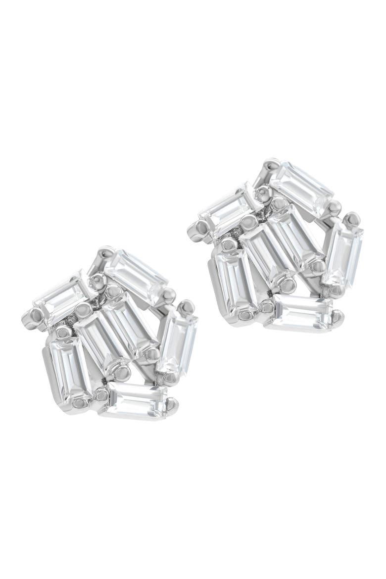 Baguette CZ Cluster Stud Earrings, Main, color, SILVER