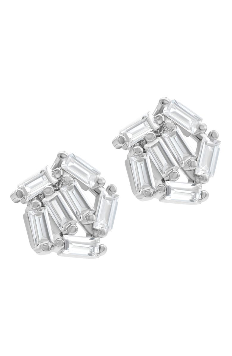 Adornia Baguette CZ Cluster Stud Earrings, Main, color, Silver