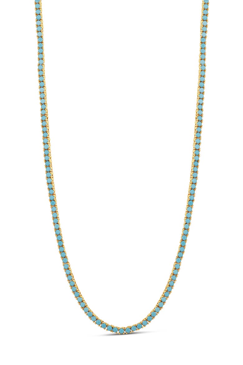 Classic Turquoise Tennis Necklace, Main, color, GOLD