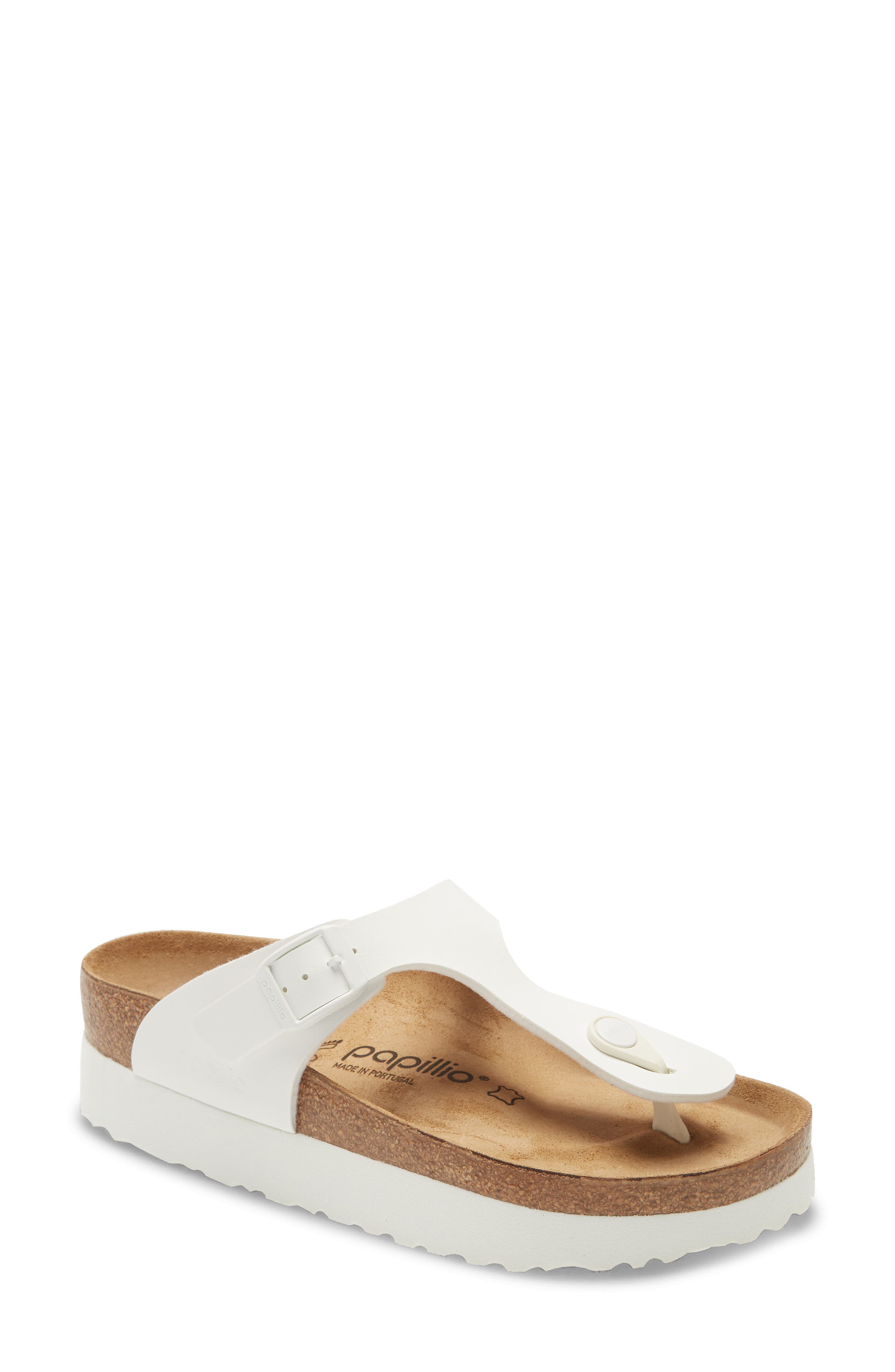 Papillio by Birkenstock Gizeh Birko-Flor Platform Flip Flop Sandal - Discontinued, Main, color, WHITE LEATHER