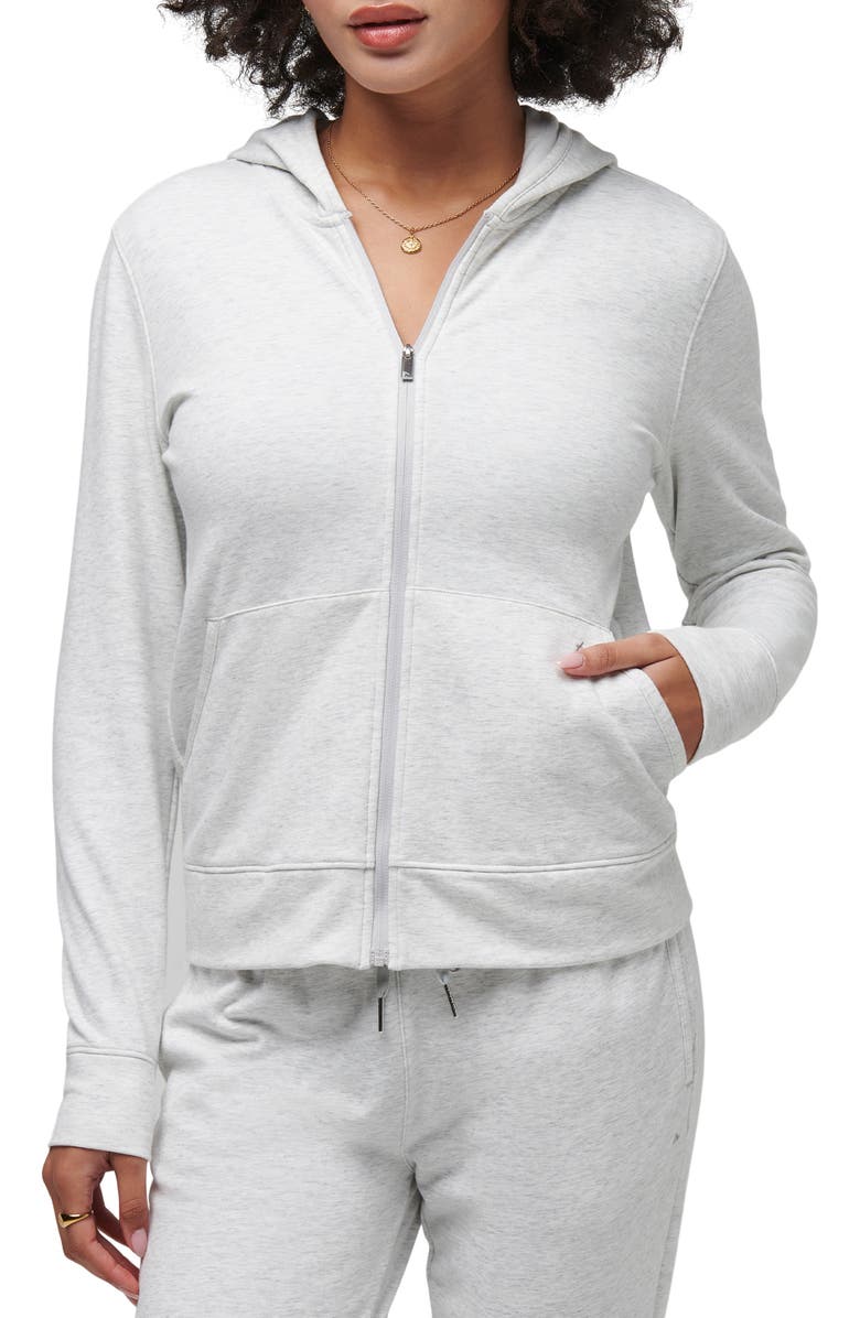 TravisMathew Cloud Zip Hoodie, Main, color, Heather Light Grey