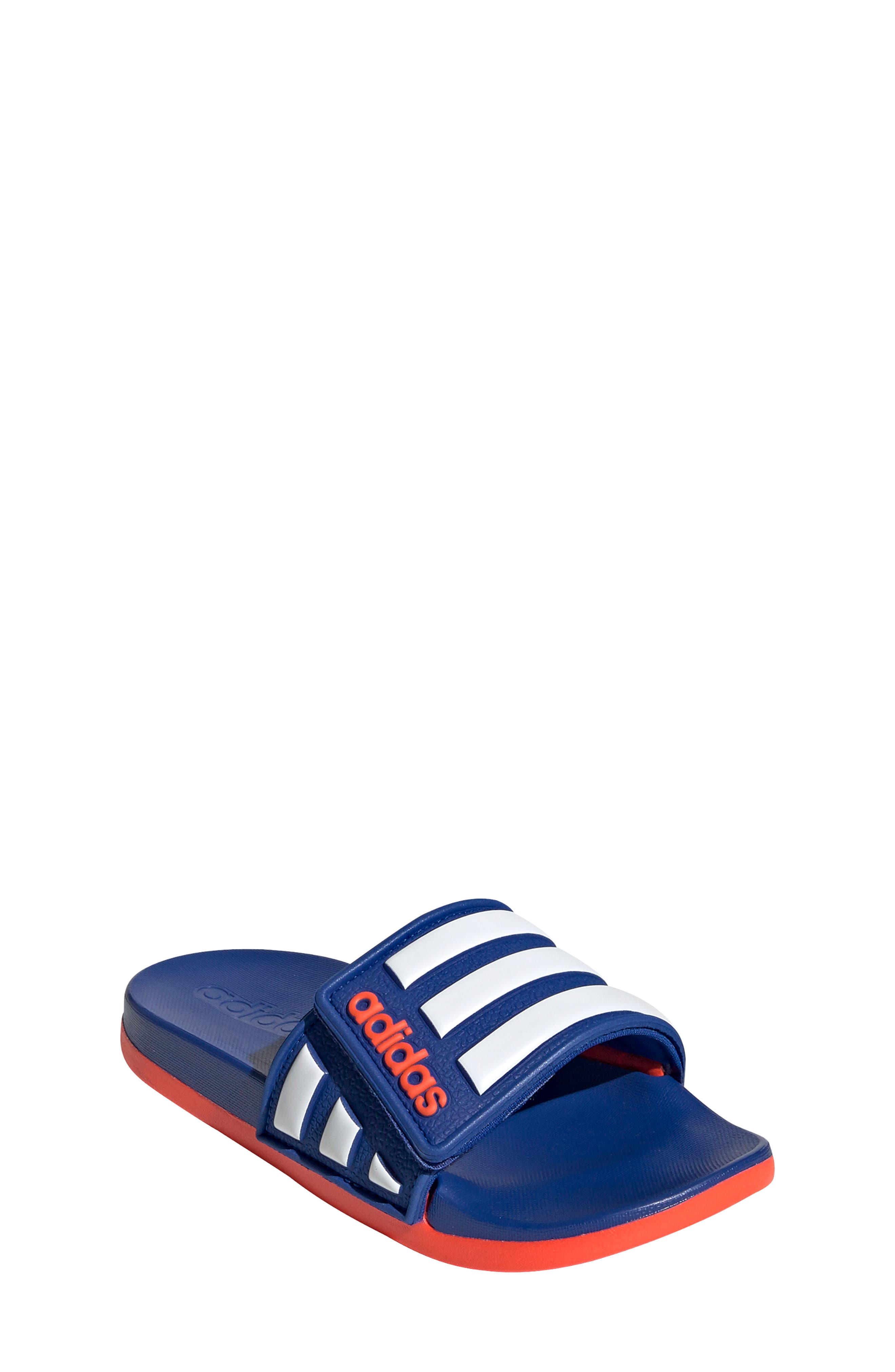 Adilette Comfort Slide Sandal, Main, color, TEAM ROYAL BLUE/ WHITE/ RED