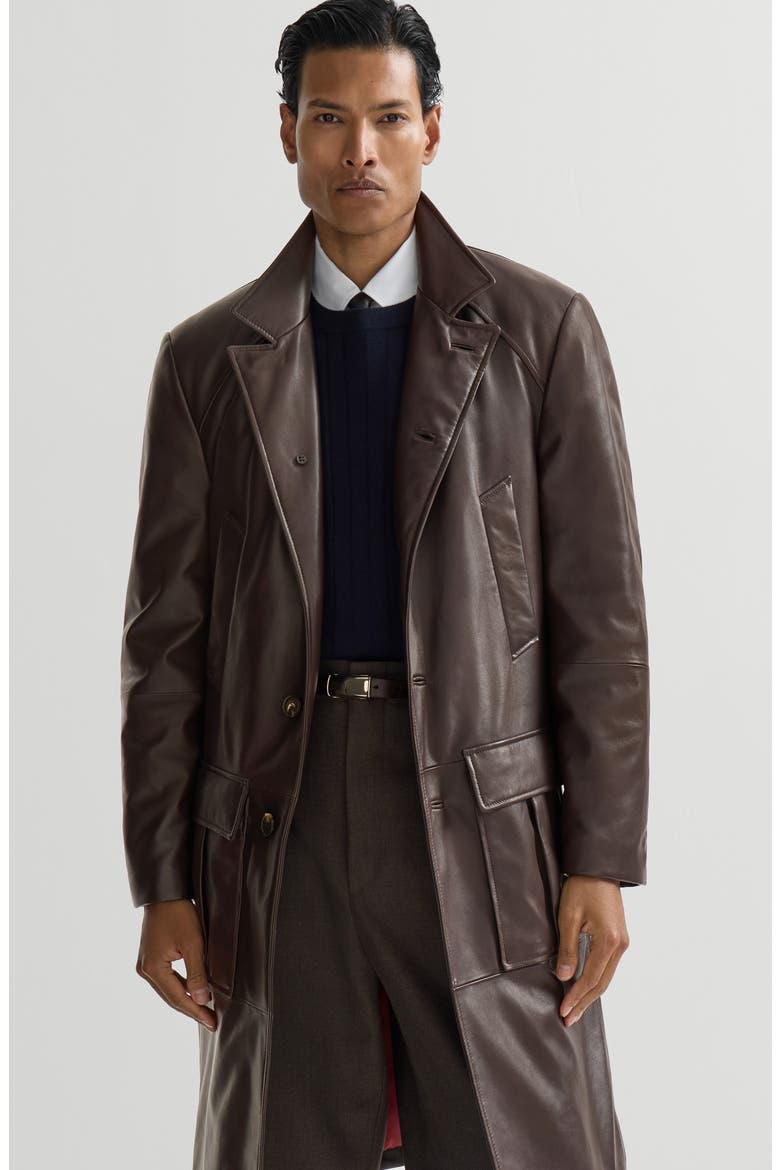 Nappa leather overcoat with Thermore® padding, Alternate, color, Brown