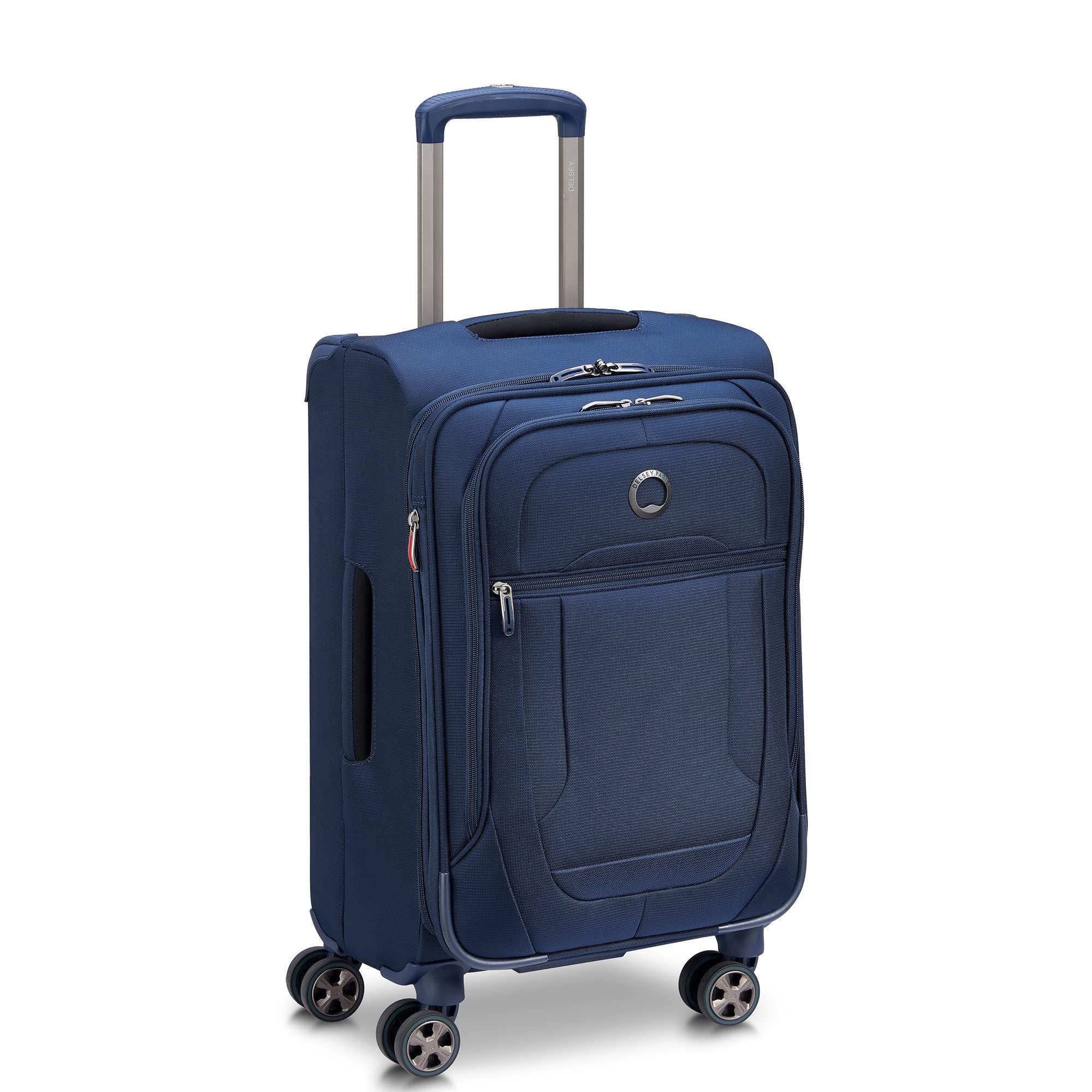 Delsey Paris Helium DLX Softside 2 Piece Set Weekender Tote Bag & 20" Carry-On, Alternate, color, Navy