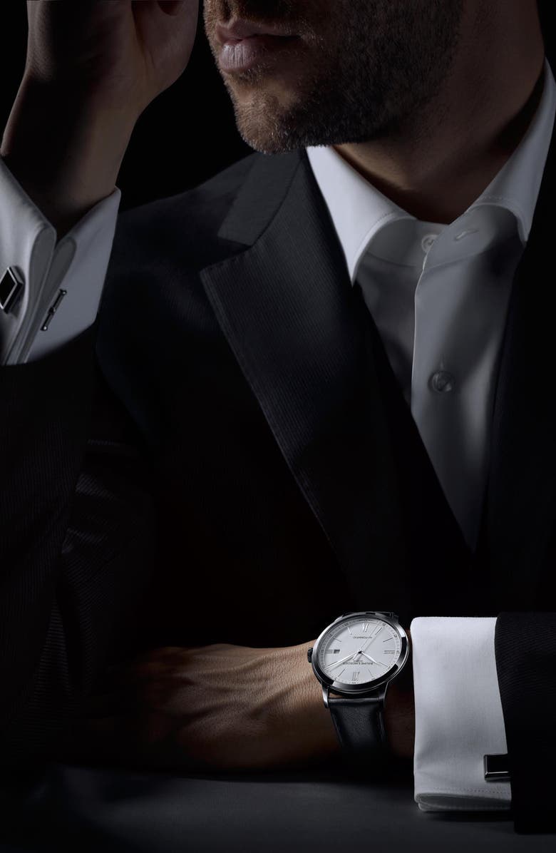 Baume & Mercier Classima Automatic Leather Strap Watch, 42mm, Alternate, color, Whit