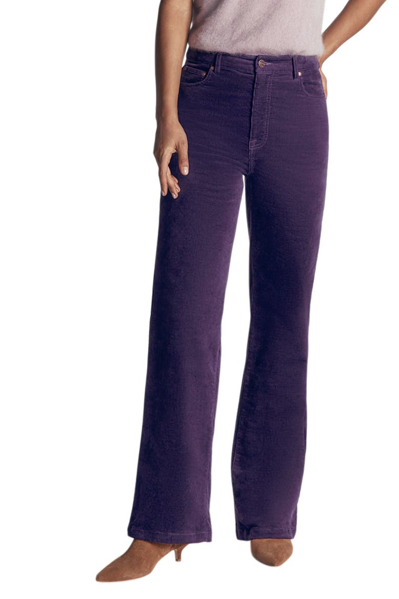 High Waist Straight Leg Corduroy Jeans, Main, color, DEEP GRAPE
