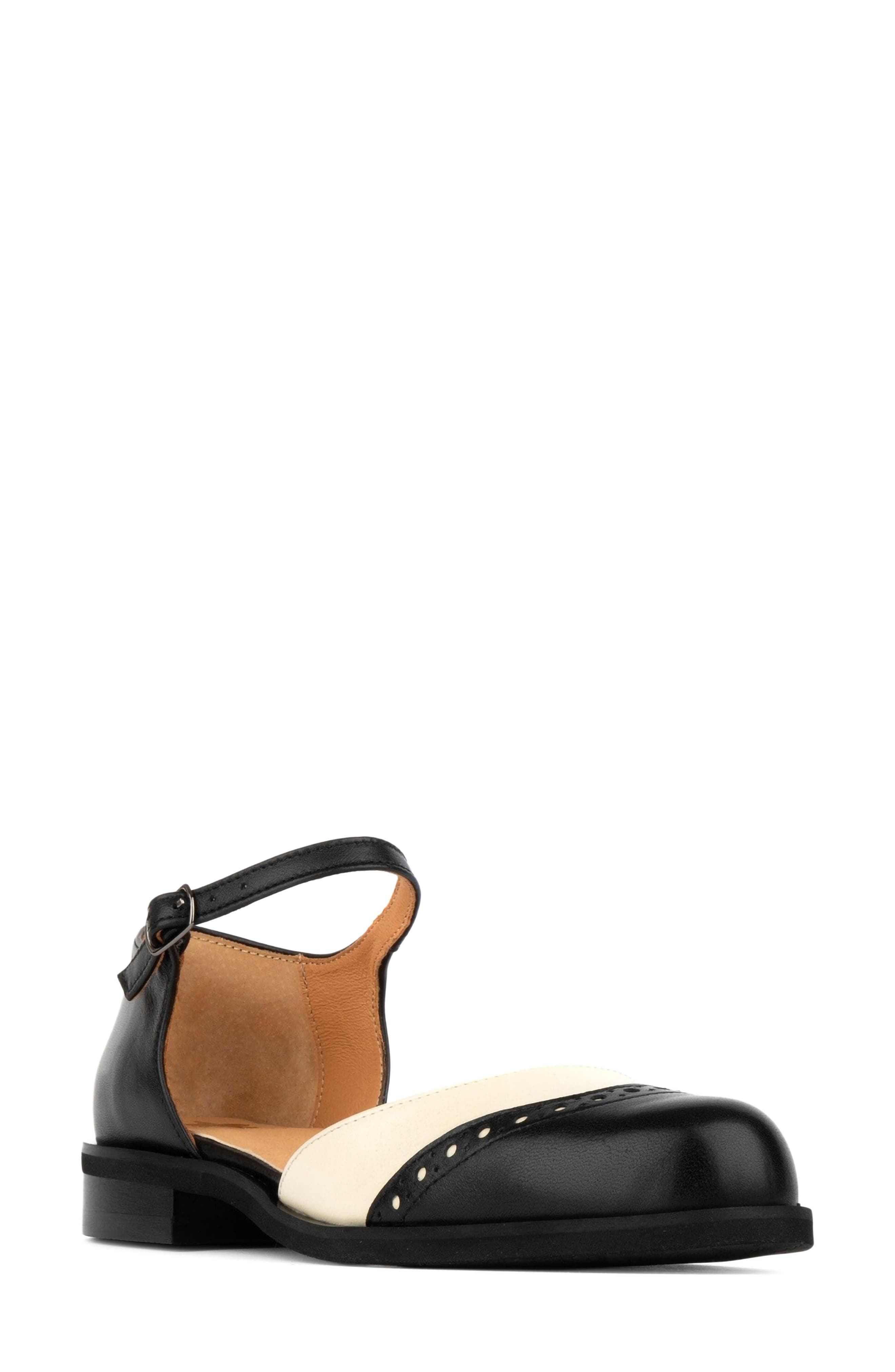 Gigot Ankle Strap Flat, Main, color, BLACK