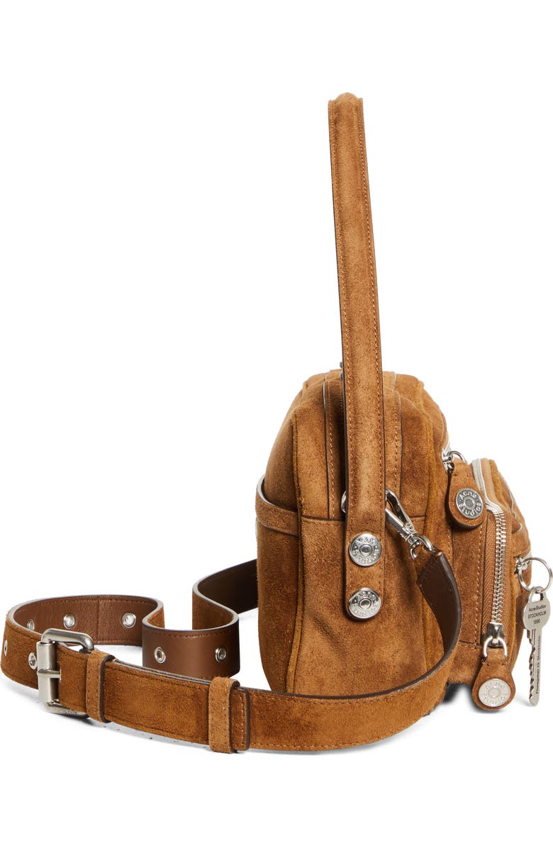 Acne Studios Camero Party Suede Shoulder Bag, Alternate, color, Cognac Brown