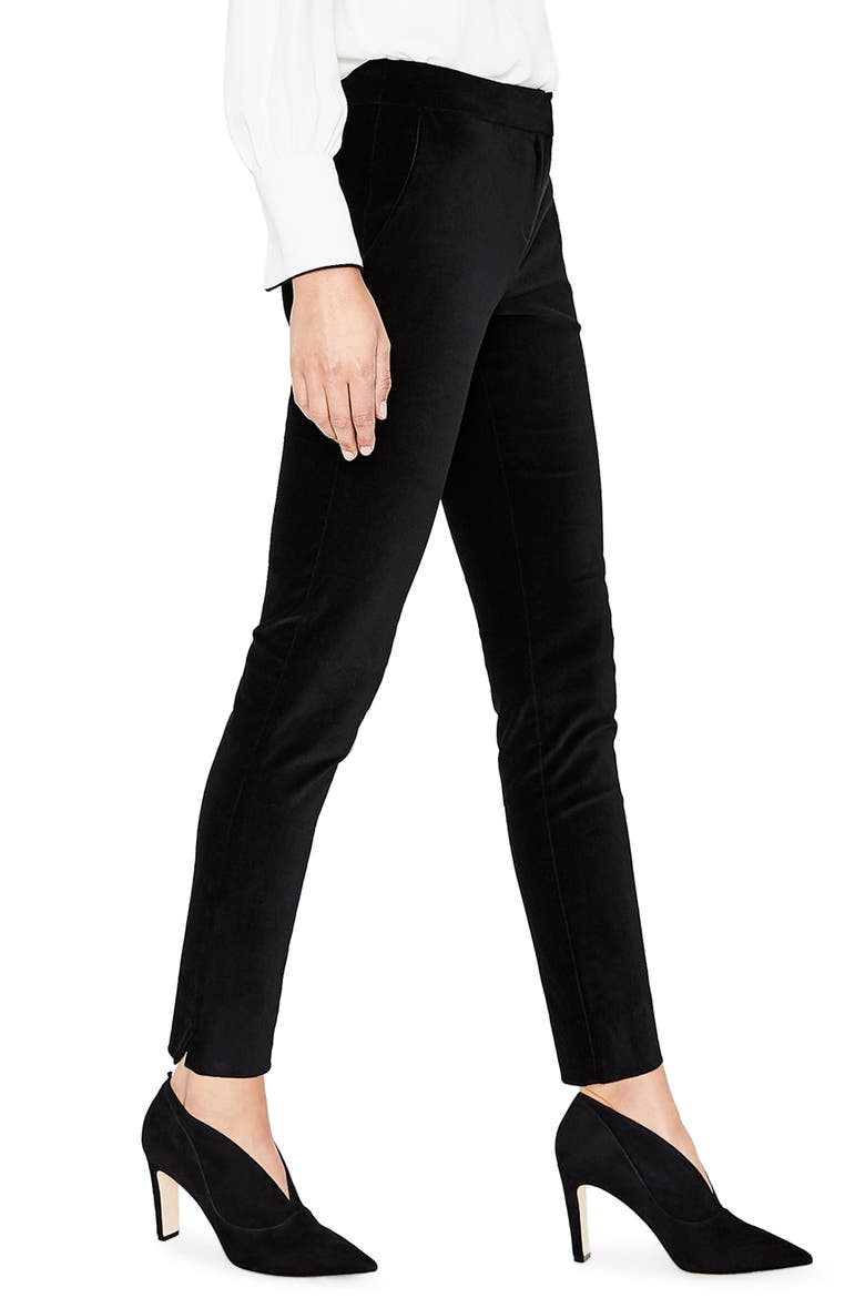 Slim Stretch Cotton Velvet Pants, Alternate, color, BLACK