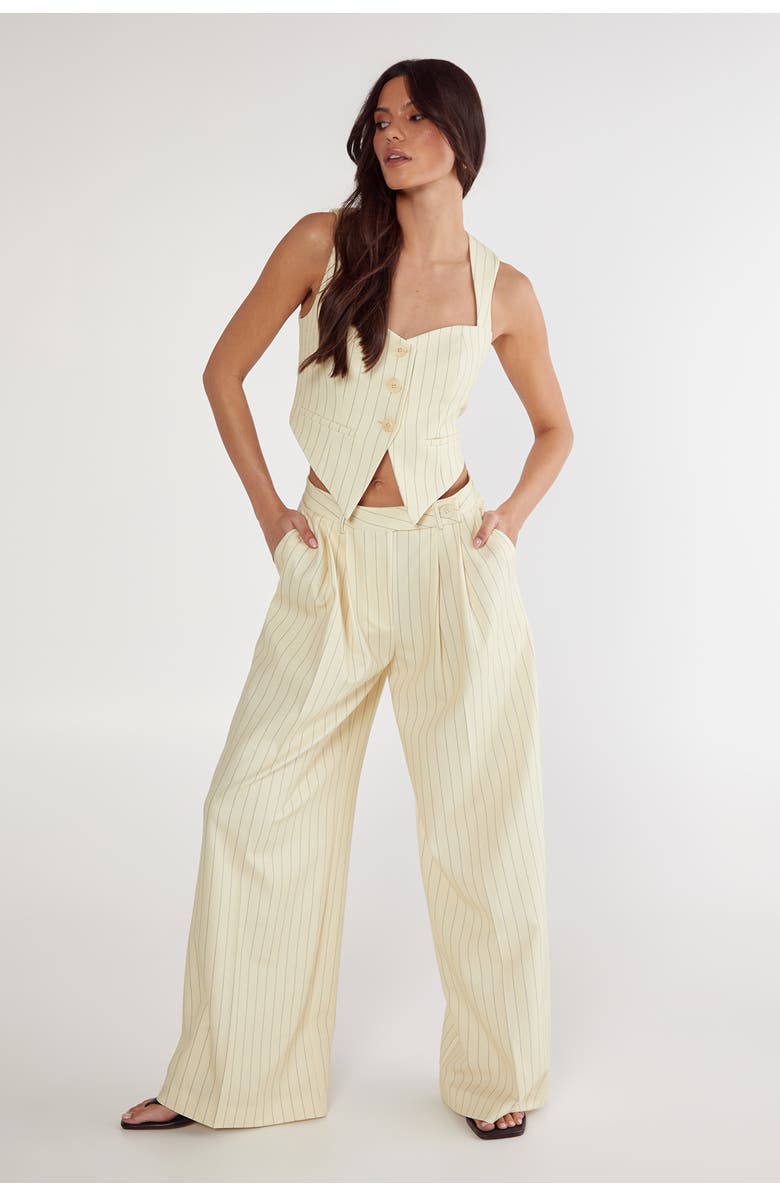 NASTY GAL Pinstripe Tailored Top, Alternate, color, Butter